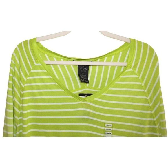 NWT Grace Elements Green & White Stripe Dip Dye Top XL - Picture 2 of 6